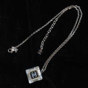 CHANEL Lucite CC Square Charm Necklace